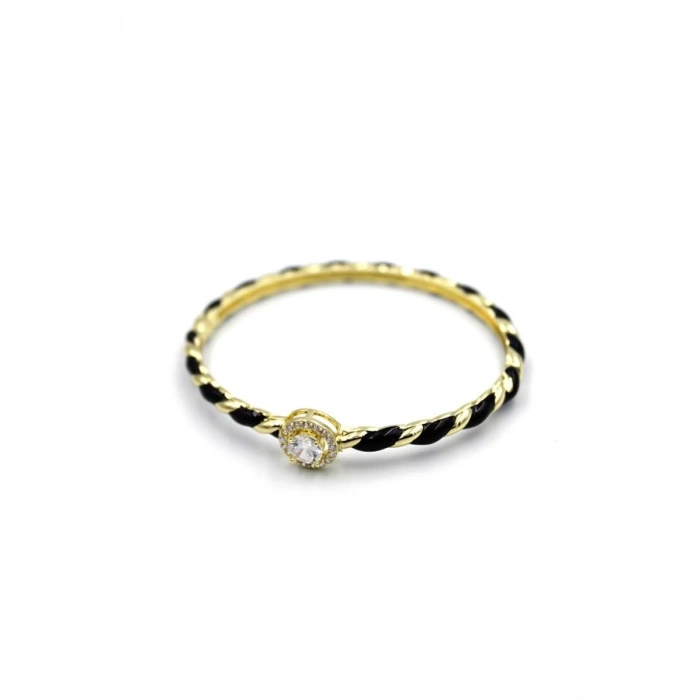 Mineli Taşlı Bilezik - Siyah