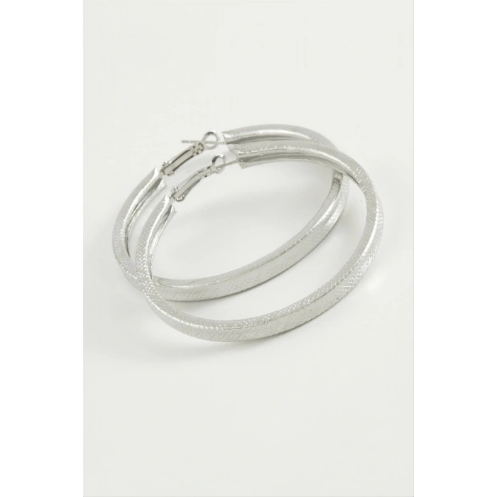 Noktalı Kare Halka Küpe 5,5 cm