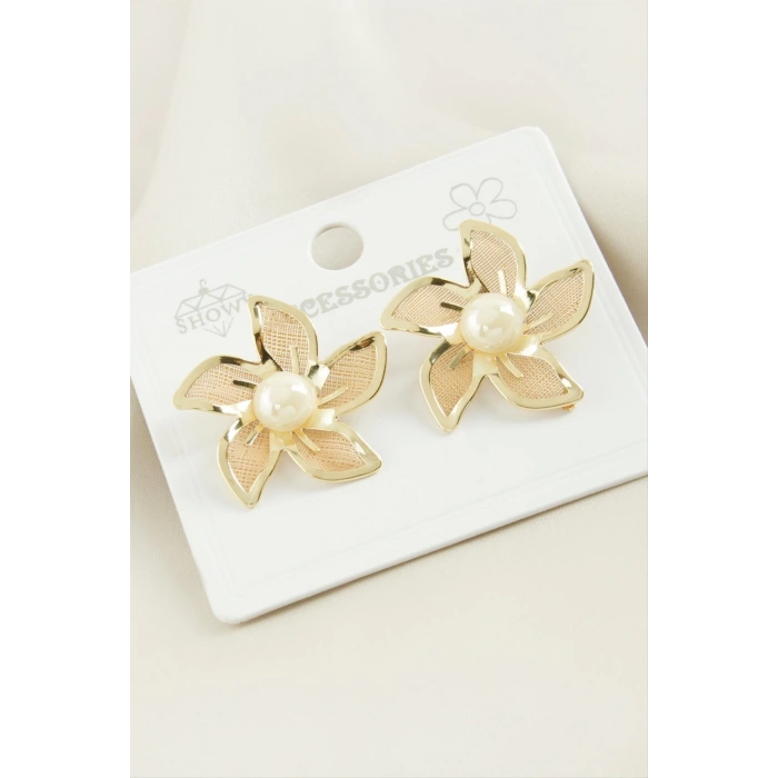 Orkide Trend İnci Metal Küpe