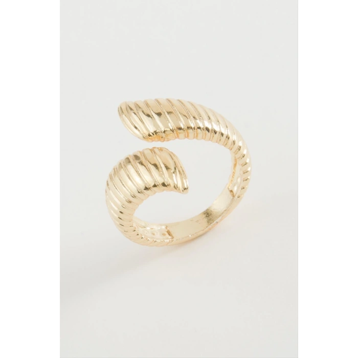 Oval Çizgili Metal Yüzük