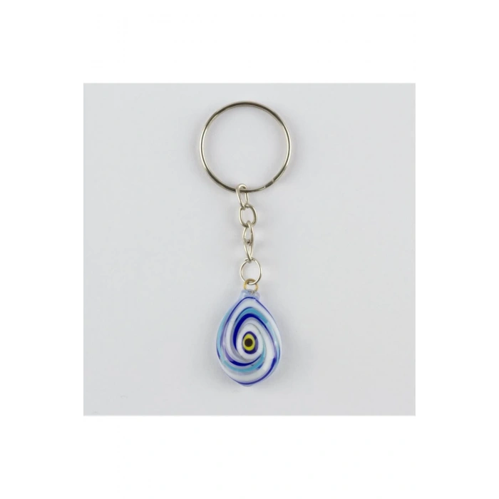 Oval Nazar Figürlü Cam Anahtarlık