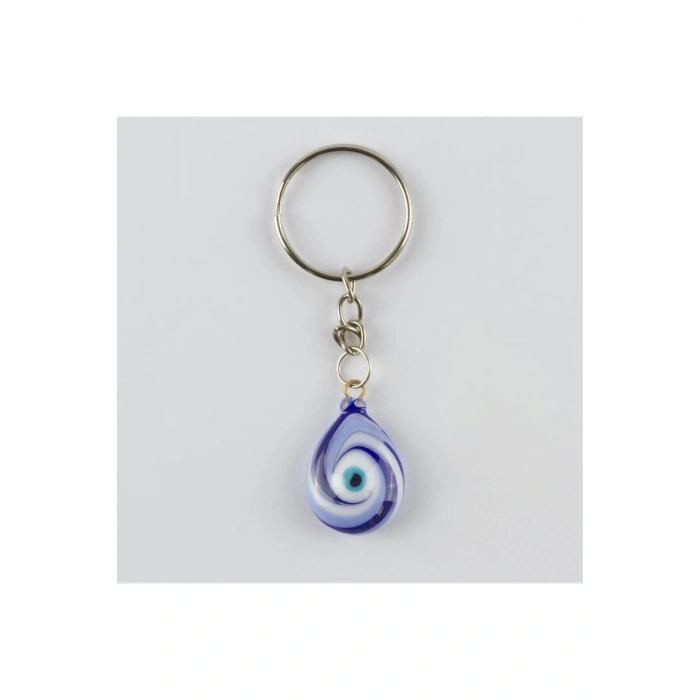 Oval Nazar Figürlü Cam Anahtarlık
