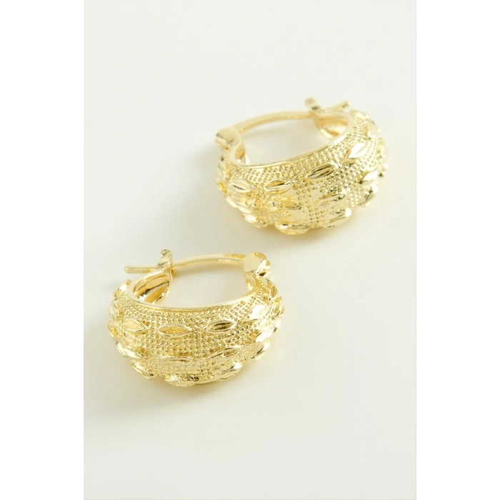 Oval Noktalı Kilitli Halka Küpe