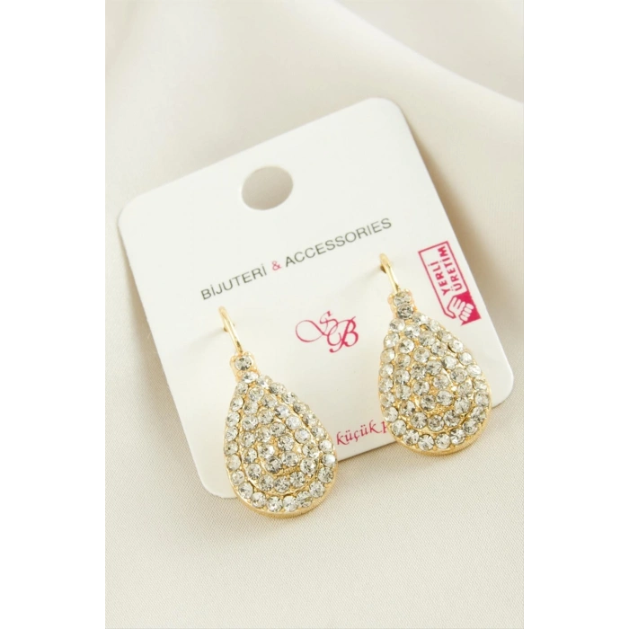 Oval Taşlı Klipsi Küpe