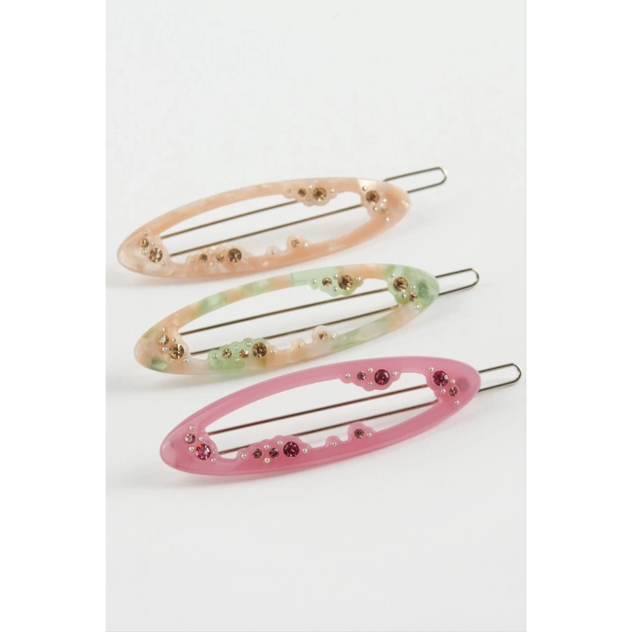 Oval Taşlı Klipsli Toka