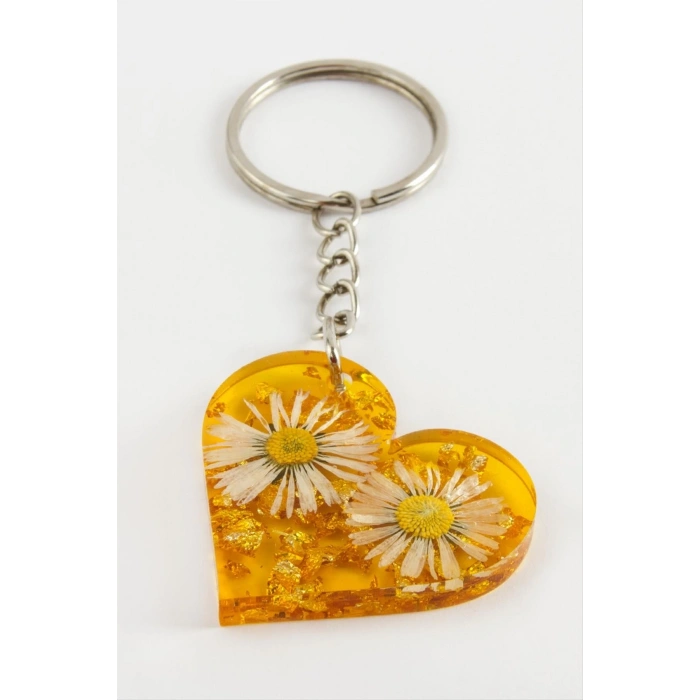 Papatya Kalp Epoksi Anahtarlık