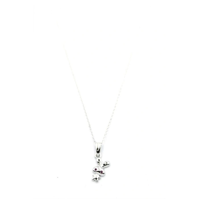 Peluş Tavşan Figürü Kolye - Gümüş