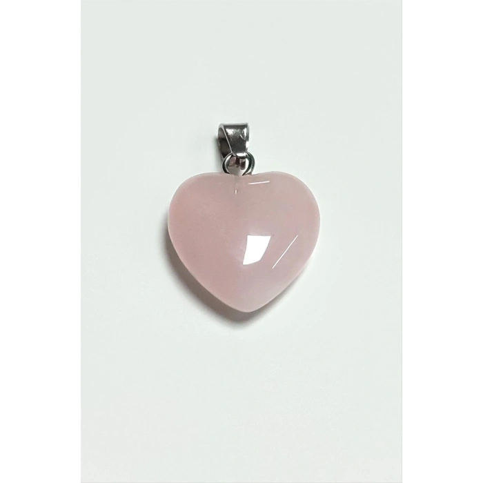 Pembe Kuvars Kalpli Doğaltaş Kolye Ucu Küçük 1,5 cm