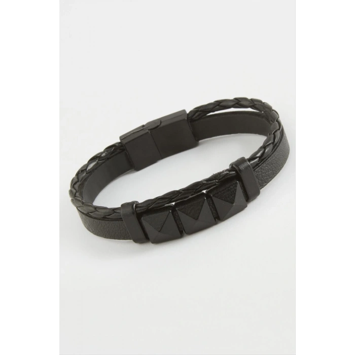 Prizma Kaliteli Mıknatıslı Suni Deri Bileklik