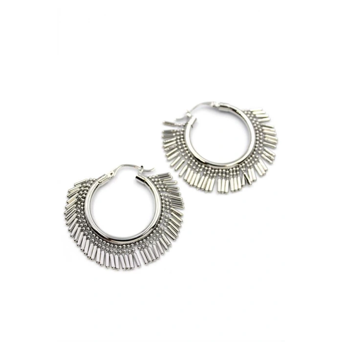 Sallantılı Halka Küpe - Gümüş