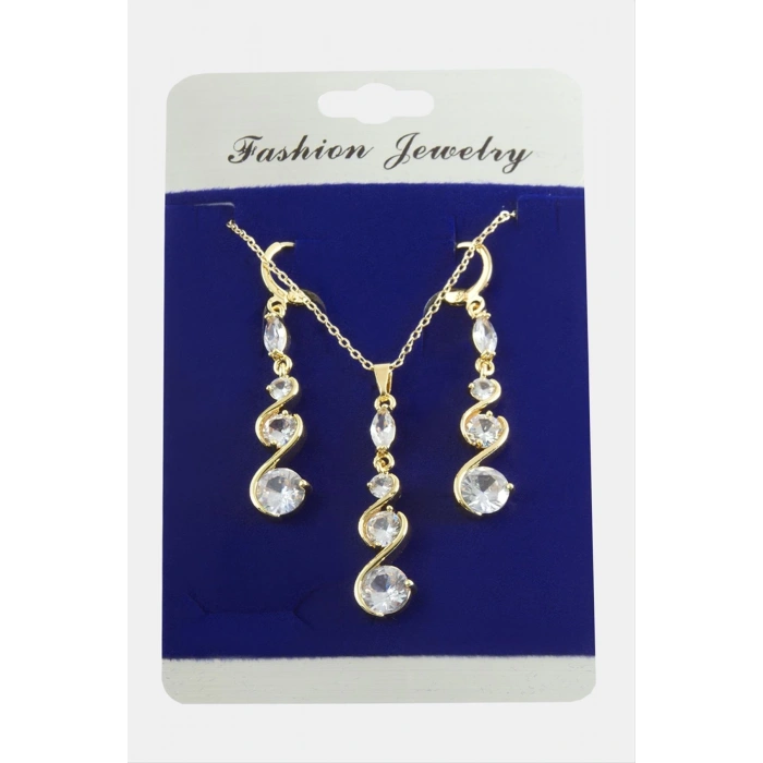 Sargılı Zirkon Taşlı Set Kolye