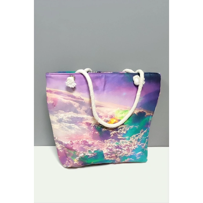 Satürn Desenli Plaj Çantası