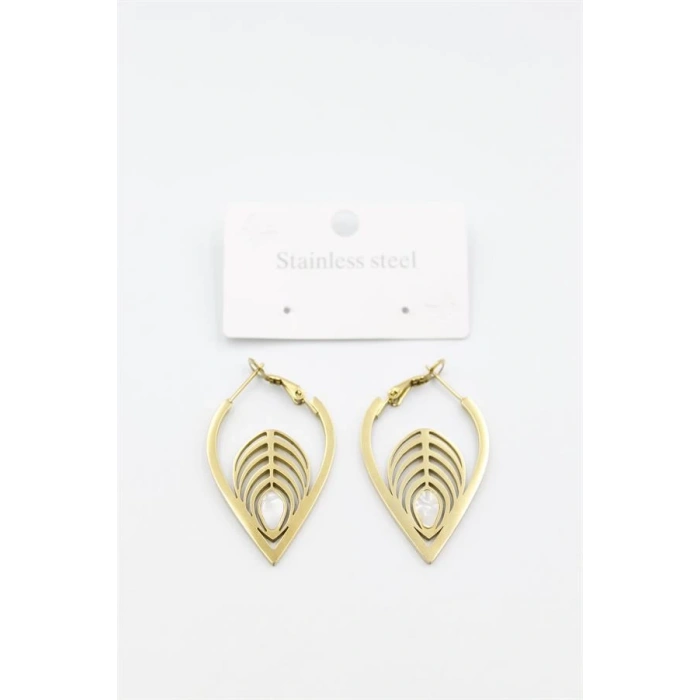 Sedef Yaprak Küpe - Altın