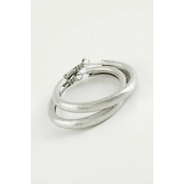 Simli Boru Halka Küpe 3,5 cm