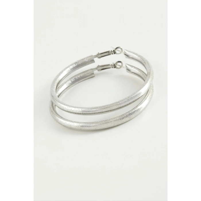 Simli Boru Halka Küpe 4,5 cm