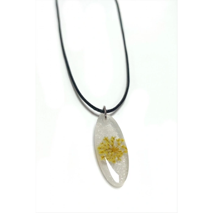 Sultanotu Çiçeği Oval Epoksi Kolye