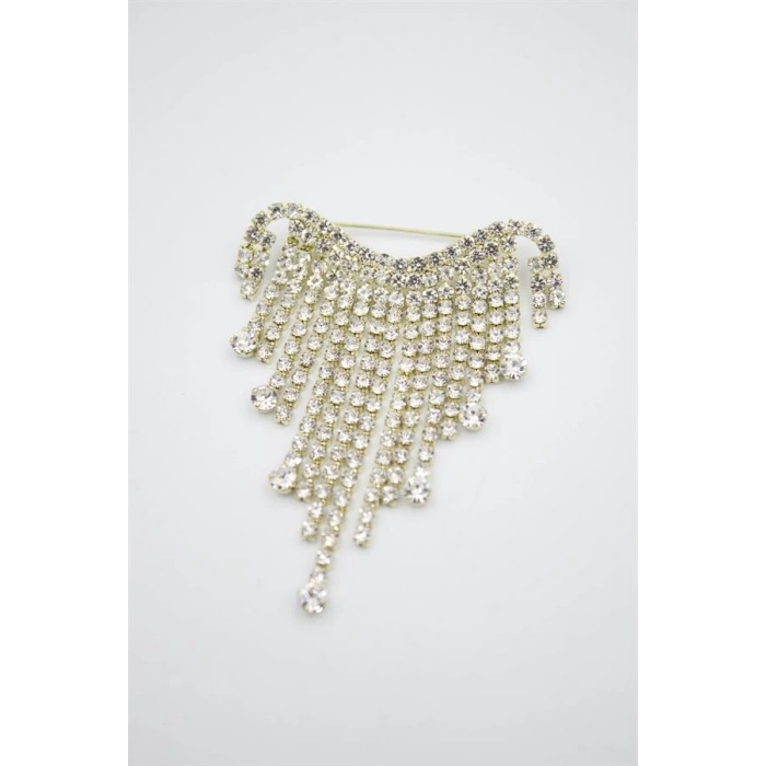 Taş Sallantılı Broş - Altın