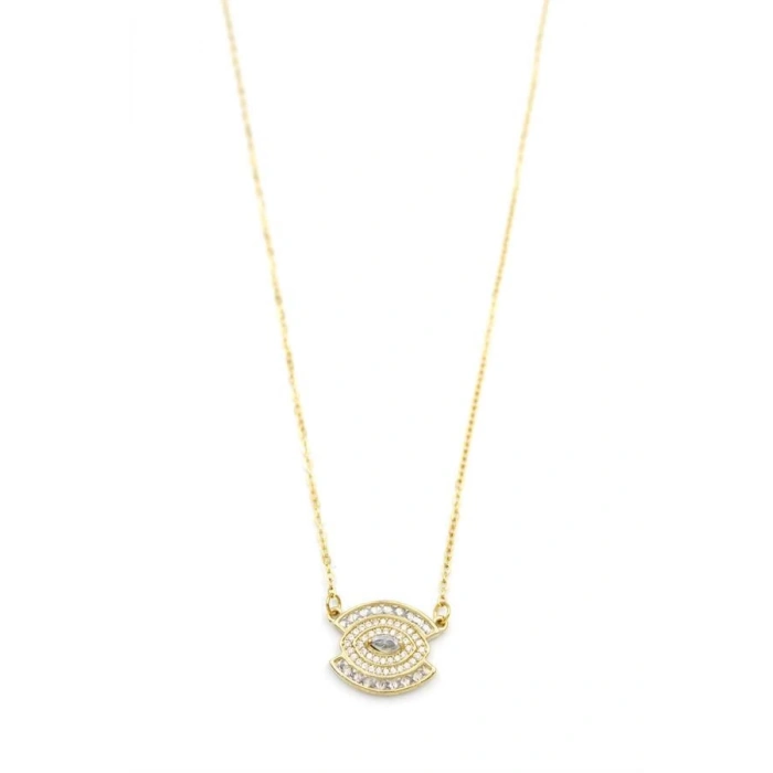 Taşlı Göz Kolye - Altın