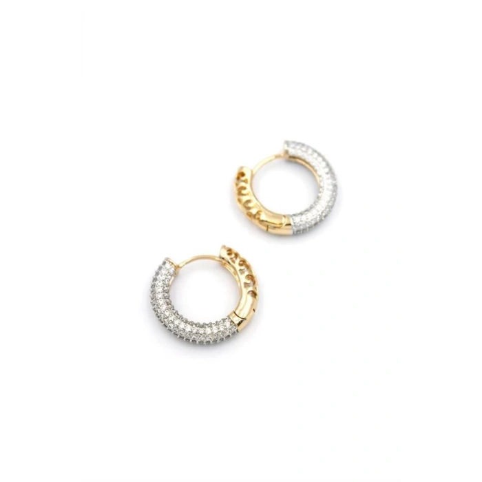 Taşlı Halka Küpe - Altın