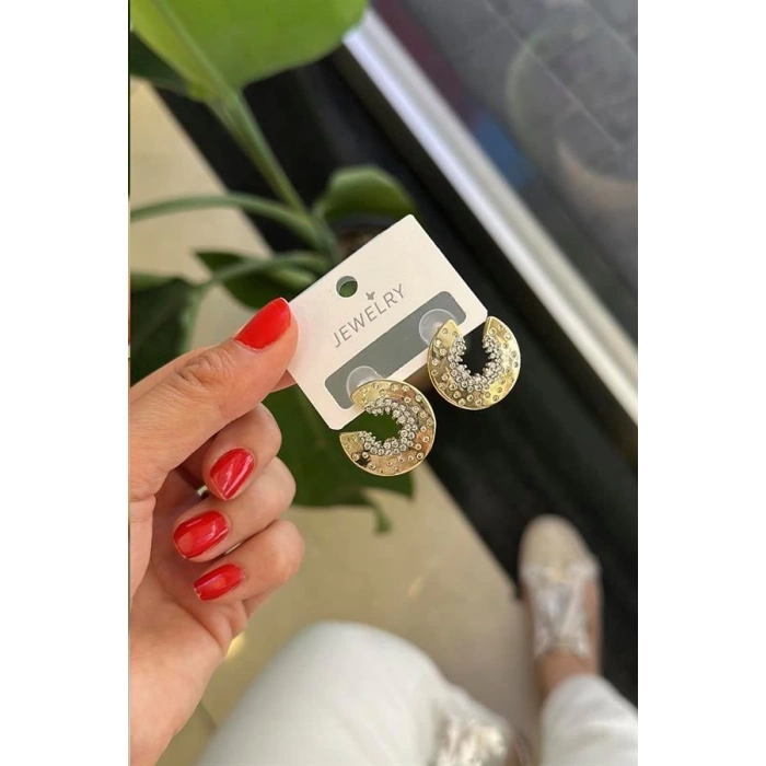 Taşlı Küpe - Altın