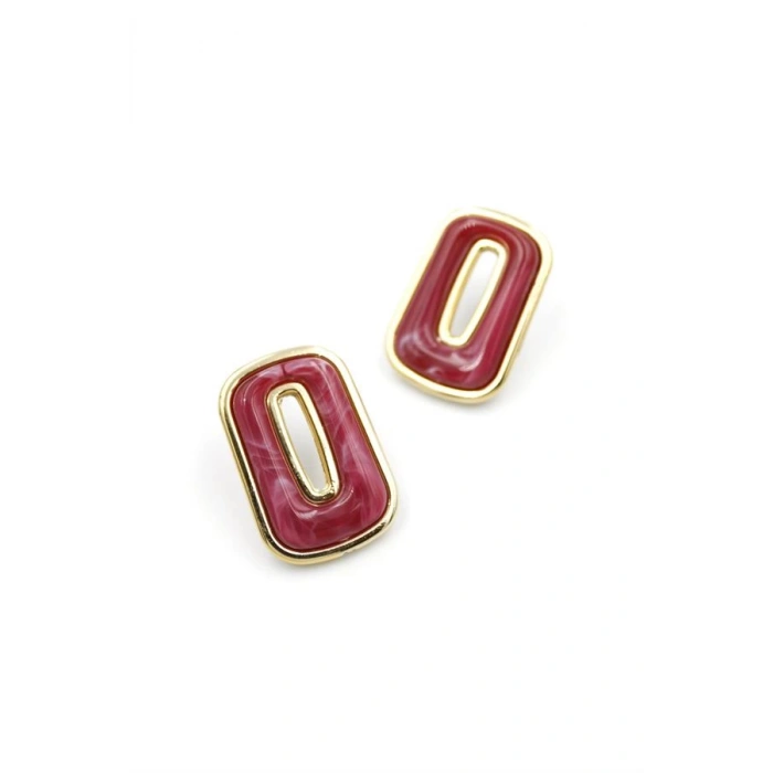 Taşlı Küpe - Bordo