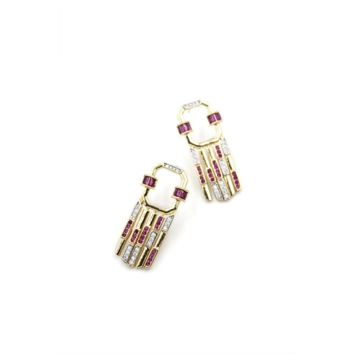 Taşlı Küpe - Pembe