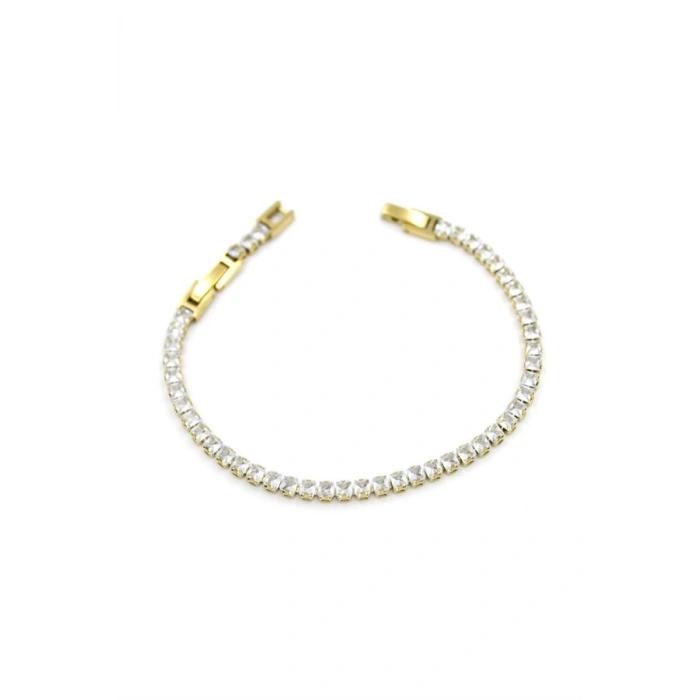 Taşlı Su Yolu Bileklik - Altın