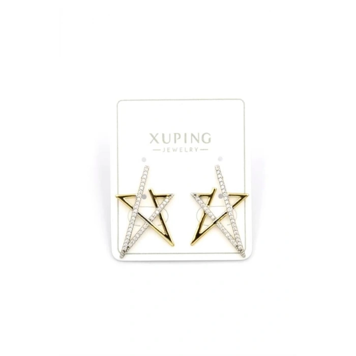 Taşlı Yıldız Küpe - Altın