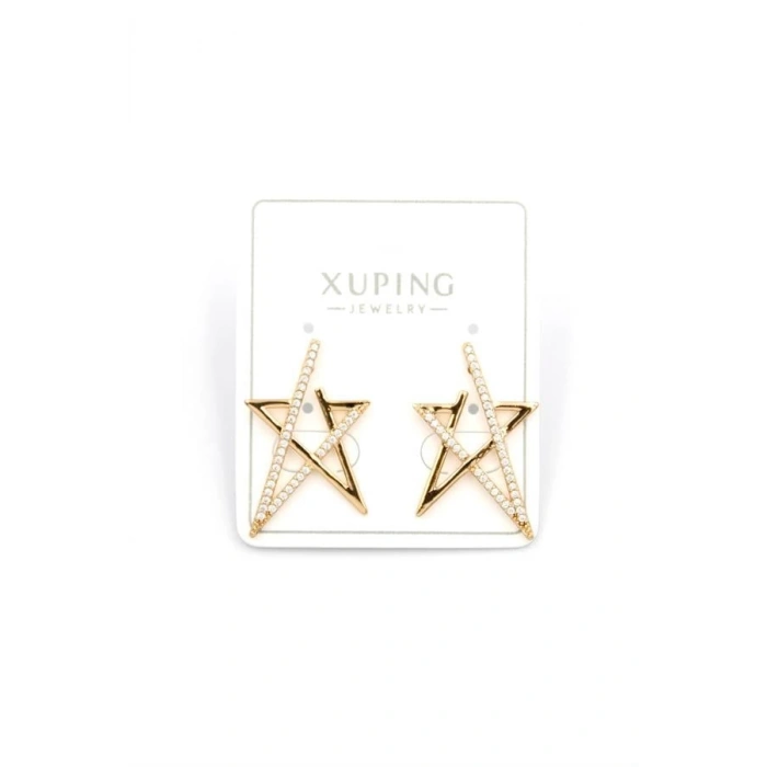 Taşlı Yıldız Küpe - Rose