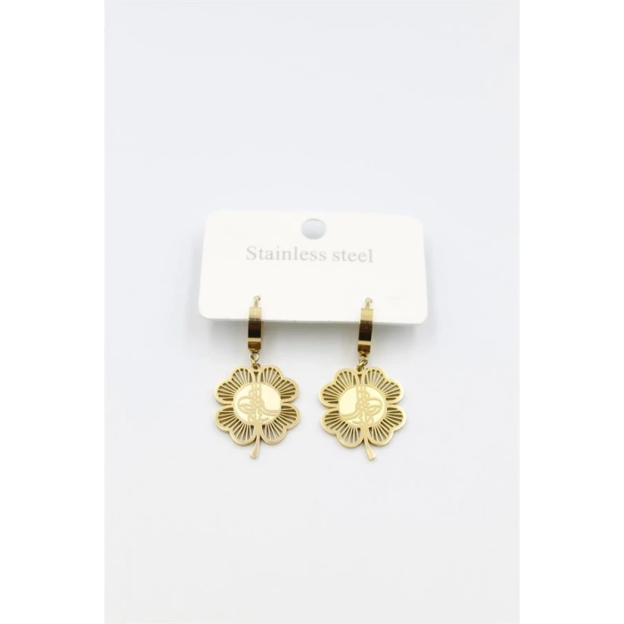 Tuğra Yonca Küpe - Altın