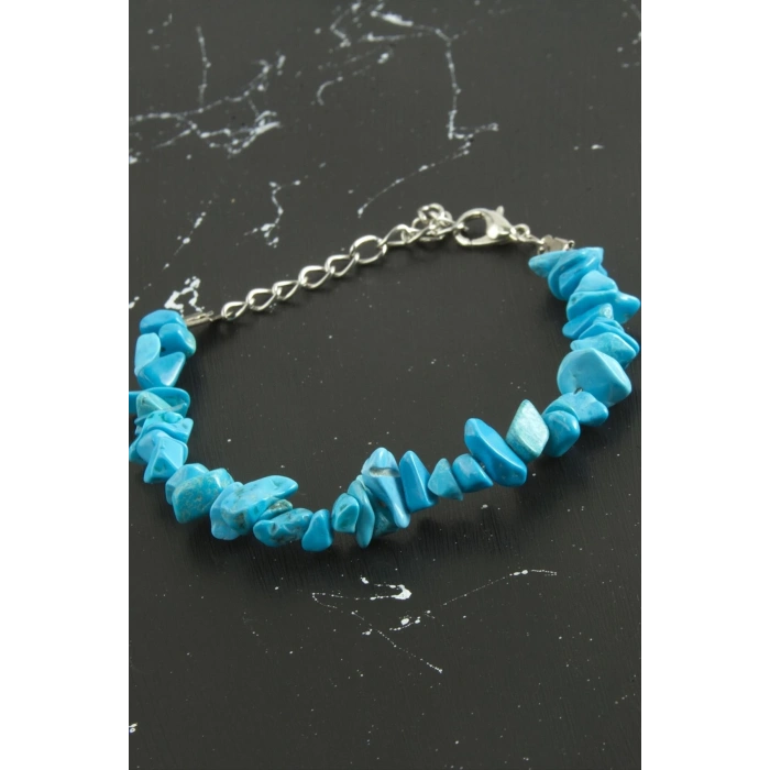 Turkuaz Kırık Doğaltaşlı Bileklik