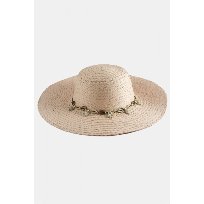 Üçgen Deniz Kabuğu Hasır Şapka