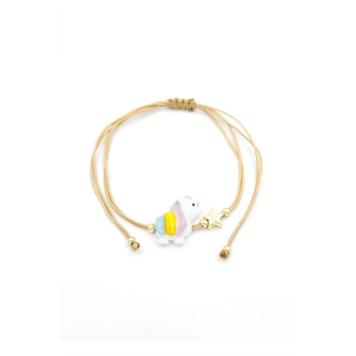 Unicorn İp Bileklik - Bej