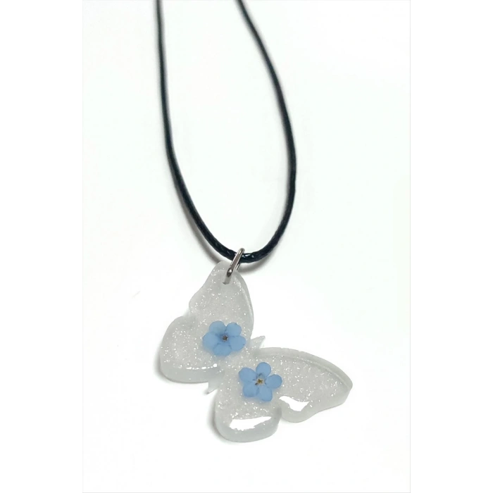 Unutma Beni Çiçeği Kelebek Epoksi Kolye