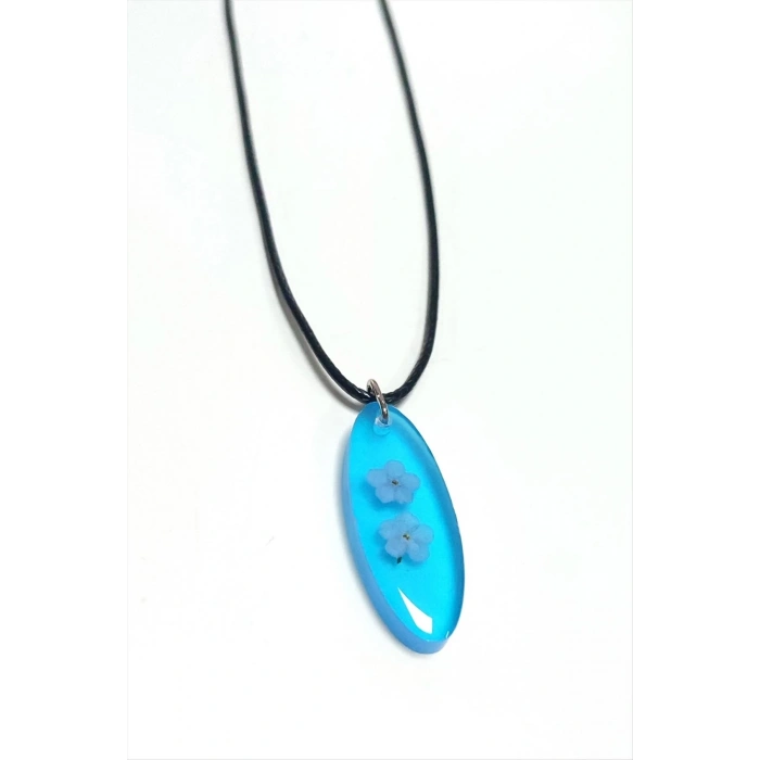 Unutma Çiçeği Oval Epoksi Kolye