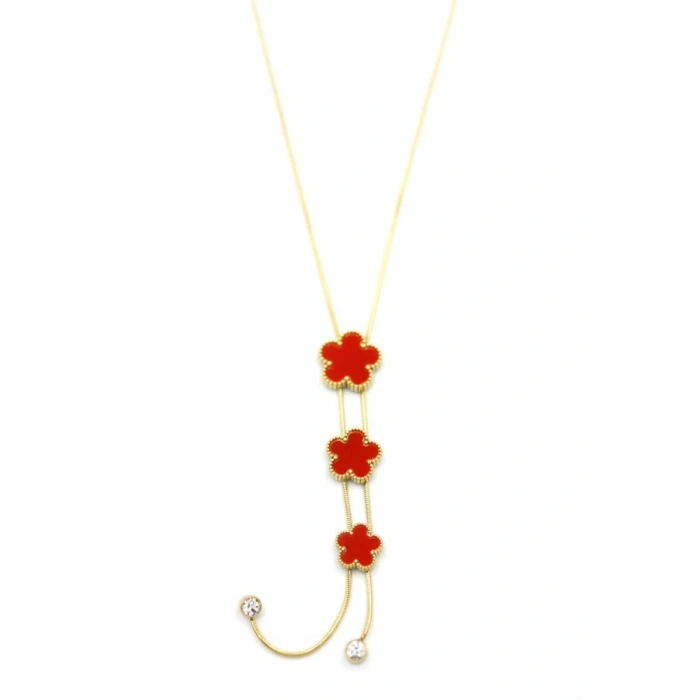 Vc Çiçek Kolye - Kırmızı