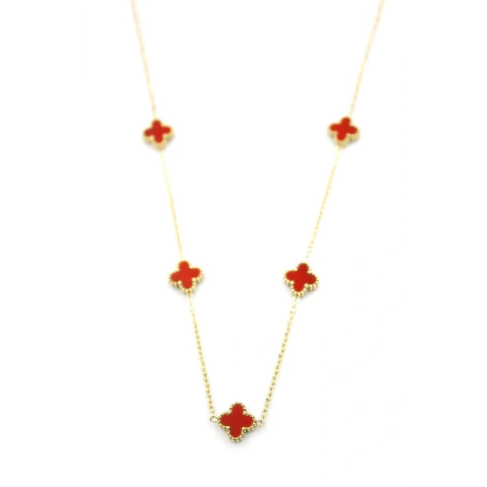 Vc Yonca Kolye - Kırmızı