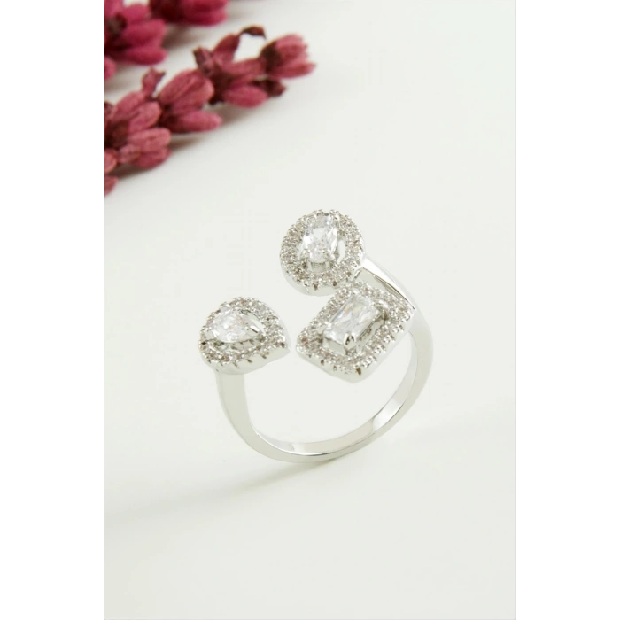 Xuping Çiçek Zirkon Taşlı Lüks Çelik Yüzük