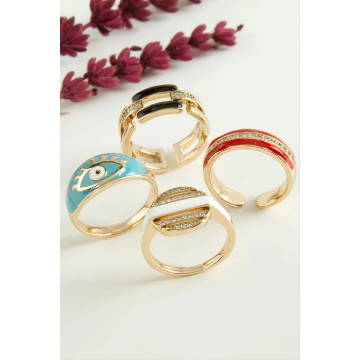 Xuping Karışık Mineli Lüks Çelik Yüzük