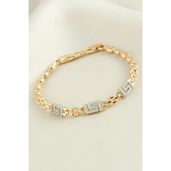 Xuping Labirent Zirkon Taşlı Lüks Çelik Bileklik