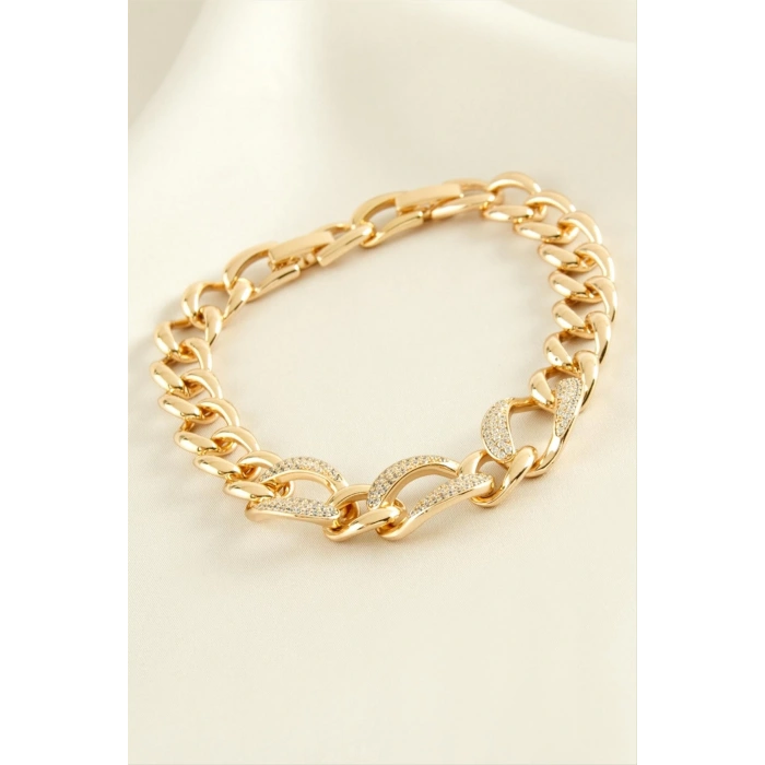 Xuping Oval Zirkon Taşlı Lüks Çelik Bileklik