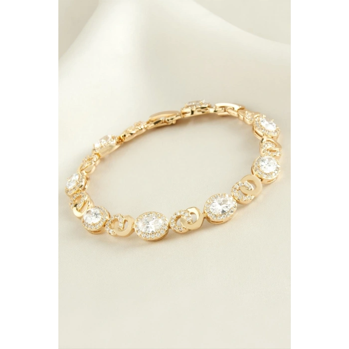 Xuping Oval Zirkon Taşlı Lüks Çelik Bileklik