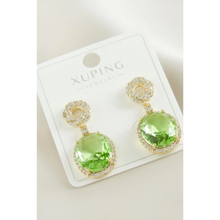 Xuping Oval Zirkon Taşlı Lüks Çelik Küpe