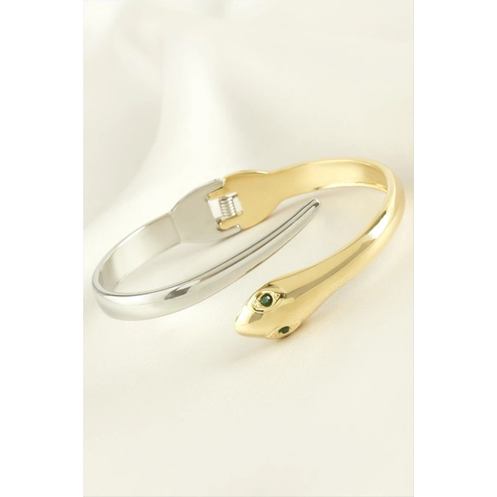 Yılan Lüks Çelik Kelepçe Bileklik