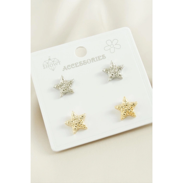 Yıldız Trend Metal Küpe 4 Adet