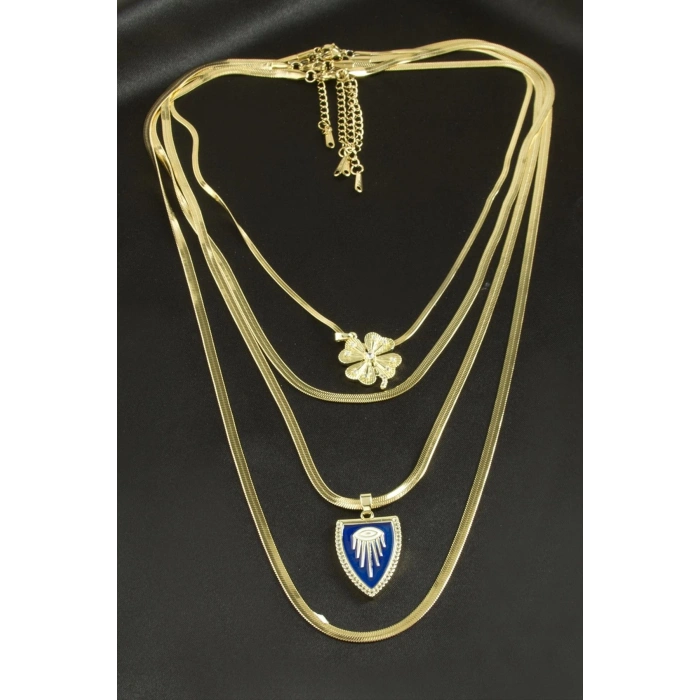 Yonca İtalyan Zincirli Lüks Çelik Kolye 4 Adet