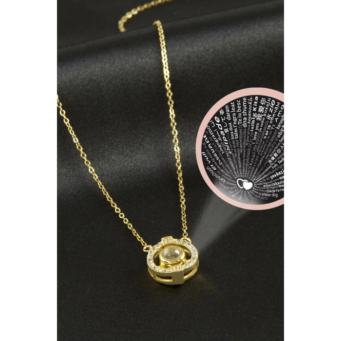 Yuvarlak Lüks Çelik Kolye 100 Dilde Seni Seviyorum