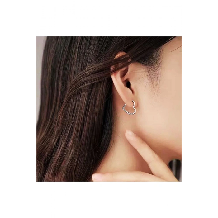 Zarif Minimal Kalp Çelik Tekli Küpe