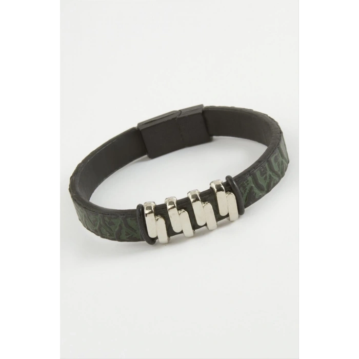 Zikzak Kaliteli Mıknatıslı Suni Deri Bileklik