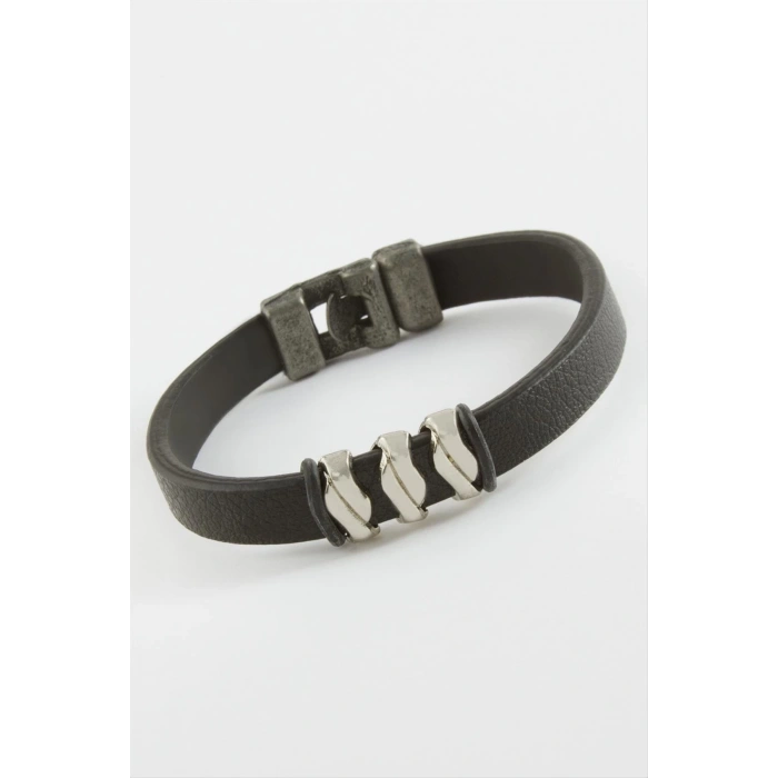 Zikzak Kaliteli Suni Deri Bileklik